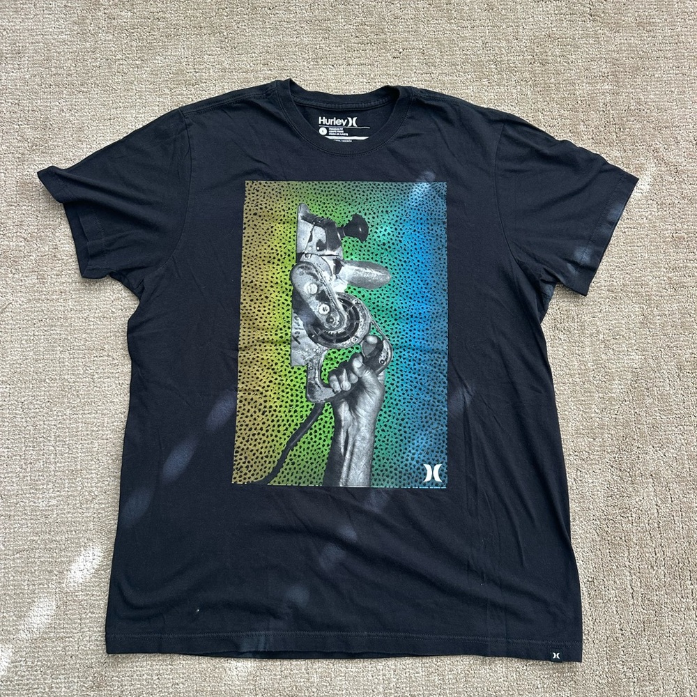 Hurley Black Tee with Vibrant Graphic